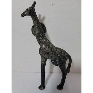 Vintage Brass Giraffe Decorative Wall Hanging Hook 9in Tall Weighs 1lb 11oz